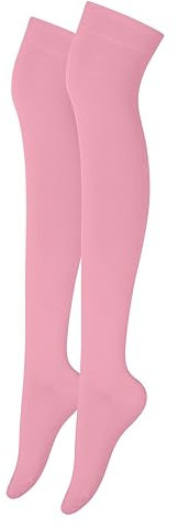 Alanna Jones Girls Ladies Women Plain Over The Knee High Microfiber Socks Cotton Rich Thigh Socks Leg Warmer for Casual Daily Wear UK Size 4-6.5 (Baby Pink)