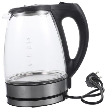 WATIIFUFU Hervidor Eléctrico De Vidrio Apagado Automático Ebullición Rápida Acabado Negro Para Cocina y Té