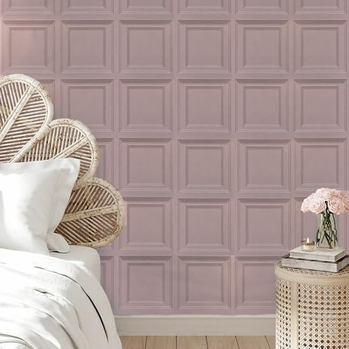 Pamatio Nordic Vintage Wood Plank 3D Effect Wallpaper – Light Red Wooden Panel Feature Neutral Minimalist Modern Wall Covering for Living Room | Suitable for Ceilings and Bedrooms | 53 cm x 9.5 m
