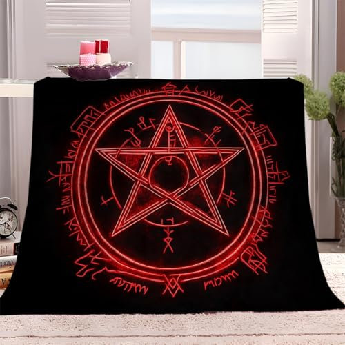 Kuscheldecke Flauschig Decke 180x200 cm Fleecedecke Roter Fünfzackiger Stern Warme Sofa Decke, Kuschlige Wohndecke Flanelldecke Weich als Wohnzimmer Blanket Couchdecke Winter