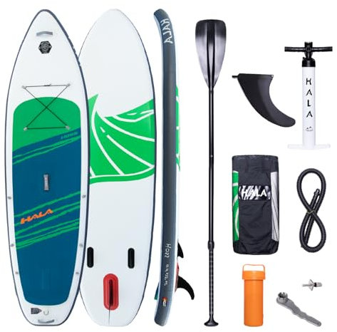 Hala 10.10' Stand Up Paddling Board - US FIN PRO Finnenverbesserung, Tail Kicker Design für maximale Kontrolle und Stabilität (Schwarzes Paddel)