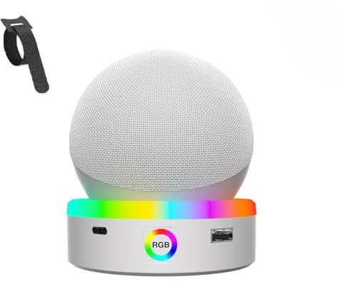 Genérico Soporte Mesa para Dot (4.ª/5.ª generación), Base para Altavoz Inteligente con Iluminación RGB y Función de Carga, Accesorios de Altavoces Inteligente (Blanco)