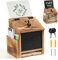 Optyuwah Vorschlagsbox Holz, Spendenbox Wahlurne mit Schloss Kummerkasten stehend & Wandmontage mit Kreidetafel auch als Transparente Spendendose für Büro,Kundenzentrum,Schule,Krankenhaus