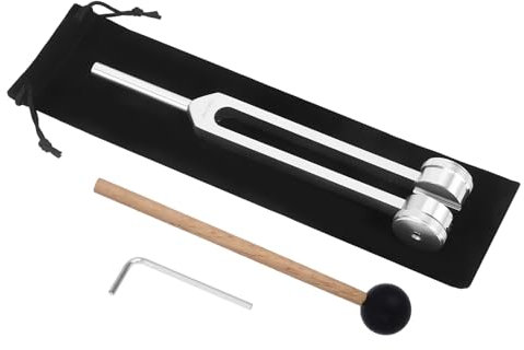 Stimmgabel 136.1 hz, Aluminiumlegierung Stimmgabel, Stimmgabel Therapie, mit Einem Silikonhammer, Einem Reparaturwerkzeug und Einem Reinigungstuch, Verpackt in Einem Samtbeutel