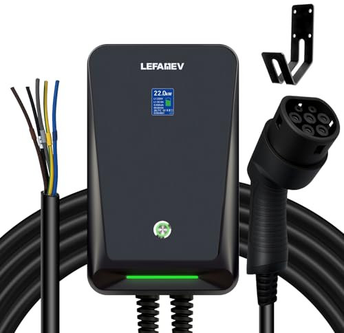 22KW Wallbox, Typ 2 Ladegerät EV, 32A Dreiphasig Ladestation mit LCD-Anzeige, IP66 Wallbox und 6M Ladekabel für Allen Elektrofahrzeugen EV PHEV [ IEC 62196-2 ]