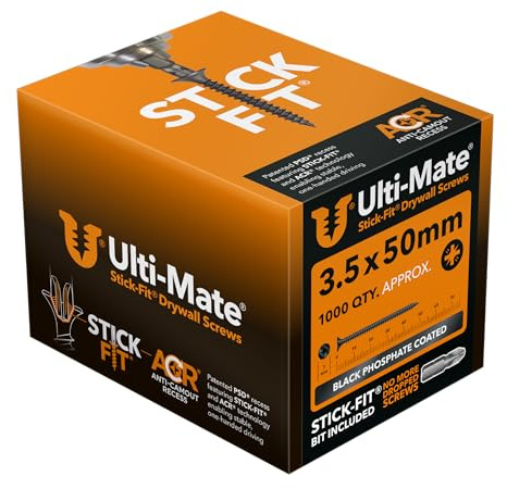 Ulti-Mate Stick-Fit Drywall Screws - 3.5 x 50mm (1000 pcs)