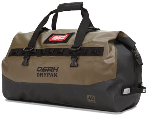 Greanthour Bolsa de lona impermeable – Bolsa seca para motocicleta 40 L con gran espacio de almacenamiento, bolsillos impermeables con cremallera de malla exterior para camping, kayak, pesca y viajes