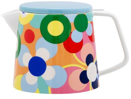 REMEMBER Teekanne Lorenzo, H 14 cm, Ø 14.6 cm / 1.2 l, Porzellan/Edelstahl, spülmaschinengeeignet – Teekanne im farbenfrohen Design, dekorative Teekanne für Teezeremonie oder Frühstückstisch (Sushi)