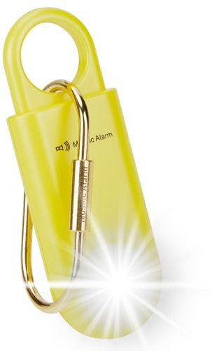 130 dB Taschenalarm für Frauen - mit Ultrahellem Stroboskoplicht | Laute Personenalarm SOS-Schlüsselalarm-Sirene für Studenten und Nachtläufer. Wander-Alarm & Bärenabwehr. Zitronengelb