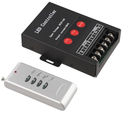 JoyousMall LED Strip Controller with Dimmer and Remote, DC 5V-24V RGB Light Control Box, Adjustable Brightness and Speed for Home Party Building Lighting, Black