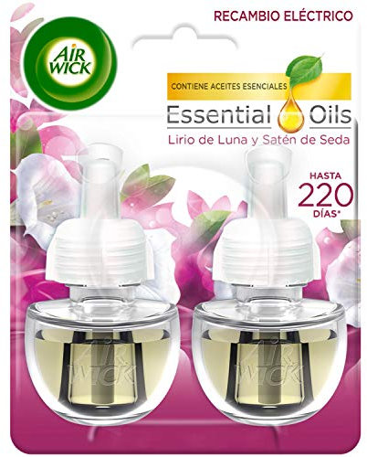 Air Wick Eléctrico - Recambio de ambientador automático eléctrico, Aroma a Lirio de Luna y Satén de Seda - 2 x 19ml