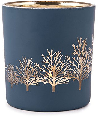 Pajoma Kerzenhalter ''Tree'' Gr. S, aus Glas, in blau, golg galvanisiert, H 8 x Durchmesser 7,3 cm