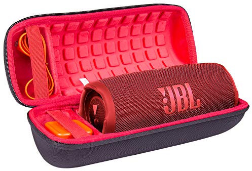 Hart Reise Schutz Hülle Etui Tasche für JBL Charge 4 / JBL Charge 5 Tragbarer Bluetooth Lautsprecher von co2CREA (Schwarz Hülle/Innen Rot)