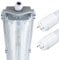 Proventa IP65 Feuchtraumleuchte LED 120cm mit 2x 18W LED-Röhre neutralweiß 4.320 Lumen Klappdeckel Steckklemme Kabeleinführung bis NYM-J 3x2,5mm², leuchtstoffröhre led 120cm