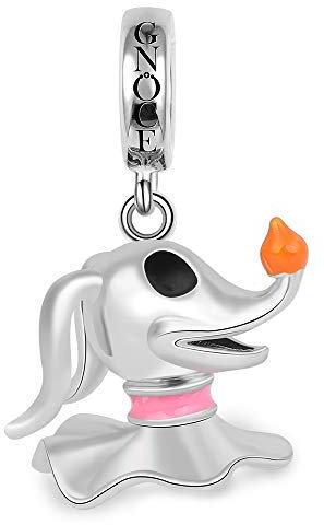GNOCE 925 Sterling Silber Zero Hund Charms Anhänger Geister Hund mit Laterne Nase Charm Perle Passt Alle Armbänder und Halsketten Geschenk für Halloween