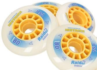 Instrike Raider 75A Set mit 4 professionellen Indoor-Inline-Skates und Hockey-Rädern. Ideal für Innenböden Sehr hohe Qualität mit hervorragender Griffigkeit und Langlebigkeit (76 mm)