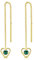 Orecchini Saliscendi Argento 925 Placcati Oro con Brillantini di Cristallo Verde Smeraldo - Orecchini Donna Lunghi - Lovli Orecchino Oro - Orecchini Verdi Donna - Orecchini Dorati