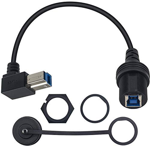 Duttek - Cavo USB B per montaggio a incasso, cavo USB B 3.0 maschio a USB B 3.0 femmina per montaggio a pannello, cavo USB B a B, 30 cm