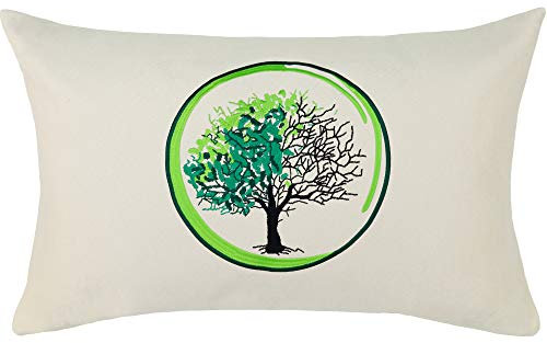 EXPRESS-STICKEREI Yoga Kissen Baum des Lebens Kissen mit Füllung 40x60cm Buddhismus Dekoration Energie & Harmonie Sofakissen Wohnzimmer Dekokissen Zierkissen Couchkissen Polsterüberzug | beige