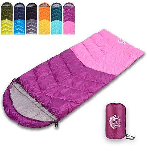 Flantree Schlafsack für 4 Jahreszeiten, für Erwachsene und Kinder, für Camping, Wandern, Ausflüge, warmes, kühles Wetter, leicht und wasserdicht, mit Kompressionsbeutel, Aktivitäten drinnen und