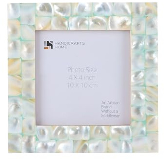 Handicrafts Home 4x4 Picture Frame Mother of Pearl Collection,Handcrafted Photo Frame,Small Picture Frame for Living Room, Wall, Office Desk Decor,Vintage Picture Frames,Gift for her,Thanksgiving gift