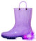 Hugrain Adorabili stivali di gomma luminosi per bambini con manici facili da indossare, Glitter viola., 24 EU