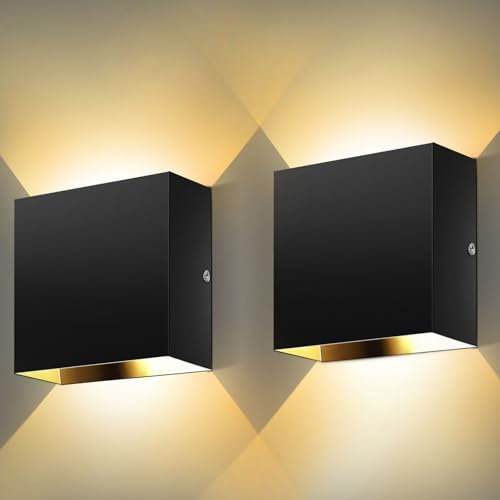 kioooki Wandleuchte Innen mit Stromanschluss, LED Wandlampe Innen, 3000K Warmweiß Wandbeleuchtung, Moderne Wandlampen Wand Beleuchtung für Schlafzimmer Wohnzimmer Treppenhaus 12W