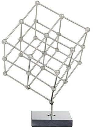 Deco 79 Moderne Marmor-Skulptur Statue und Skulptur für Wohnkultur, Dekorationen für Zuhause, Kunst Decor Wohnzimmer, Büro, Schlafzimmer, 9 L x 10 B x 12 H, Silber