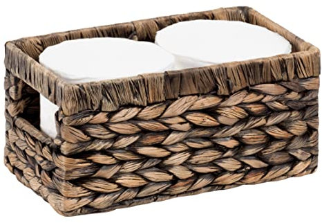 CENBOSS Weidenkörbe (klein, schwarze Waschung, 1 Stück) Rattan gewebte Körbe, Wasserhyazinthenkörbe, Seegras Aufbewahrungskörbe für Regale
