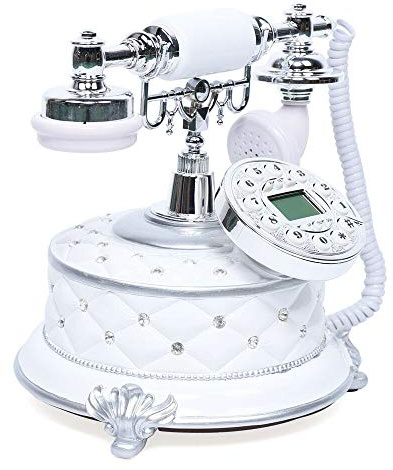 Desktop Vintage Telefon, Antikes Telefon Nostalgie Telefon Retrotelefon Dekoration Festnetztelefon Uhr Harz Dekoratives Telefon