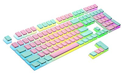 Ranked Set de Touches Pudding en PBT | 112 Touches Double Shot Translucides pour Claviers ANSI US & ISO | Profil OEM pour Claviers Gaming RGB (Miami Vice)