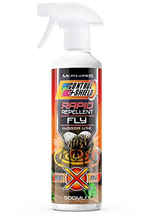 Control & Shield FAM0672 Fly Repellent Deterrent Spray | Natural Eco Friendly Pest Control Indoors and Outdoors - Contains Citronella & Geraniol 500ml, Clear