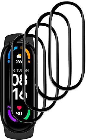 Protector de pantalla compatible con Xiaomi Mi Band 6, [paquete de 4] Protector de pantalla, cobertura completa 3D, ultra resistente, dureza 9H, sin burbujas HD