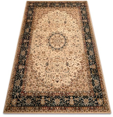 rugsx Wollteppich für Wohnzimmer, Schlafzimmer, traditionell Omega Adagio Vintage, Rosette Smaragdfarbe 200x300 cm