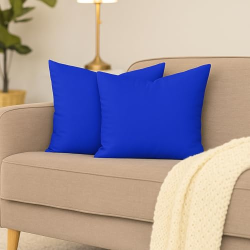 Hans-Textil-Shop 2er Set Kissenbezüge, 100% Baumwolle, Reißverschluss - Kopfkissen, Dekokissen, Couchkissen, Sofakissen (40x60 cm, Kobalt Blau)