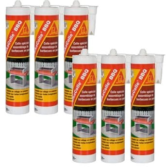 Lot de 6 colles pour assemblage de petits barbecues en pierre - SIKA SikaColle BBQ - Beige clair - 500g