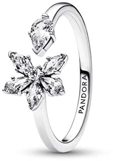 PANDORA Timeless Funkelndes Herbarium Cluster Offener Ring aus Sterling Silber mit Cubic Zirkonia Timeless Collection, Größe 54, 192611C01-54
