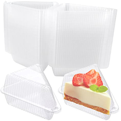 100 Piezas Cajas de Rebanadas de Pastel Cajas Para Tartas Individuales Recipientes de Plástico Transparente para Sándwiches, Pasteles, Ensalada Cupcakes