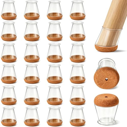 PISAO 24 Pcs Chair Leg Floor Protectors Caps Cover Pad for Hardwood Floors
