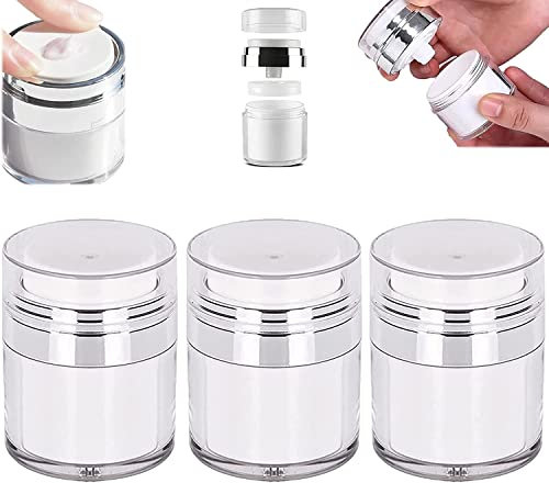 LYSAIMG 4 Pots Distributeur de Crème Visage, Airless Pump Contenants Cosmetic Cream Jar, Portable Pot de Crème Bouteille Sous Vide, Conteneur Vide Cosmétiques Pots de Pompe Bouteilles pour Voyage