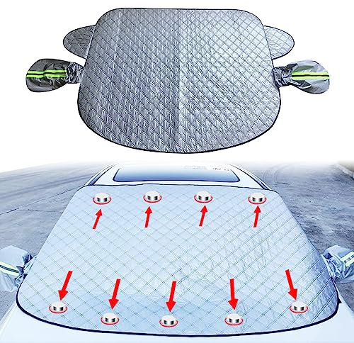 Funmo Sonnenschutz Auto Frontscheibe, Frontscheibenabdeckung, Sonnenschutz Windschutzscheibenabdeckung Magnet Fixierung Faltbare Autoscheibenabdeckung Abdeckung, gegen Sonne, Staub, EIS, Frost