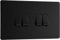 BG Electrical FFB44 Interrupteur mural quadruple 2 voies Plaque frontale sans vis Profil fin Noir mat 20 A 16 AX