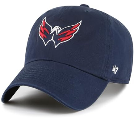 '47 NHL Washington Capitals Clean Up Unisex-Baseballkappe, Verstellbar, Hochwertiges Design und Verarbeitung, Badge Logo, Navy Blue