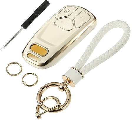 QUARKZMAN Fernbedienung Schlüsselanhänger Abdeckung Kit für Audi A5 Q5 S4, 3 Tasten Weiß