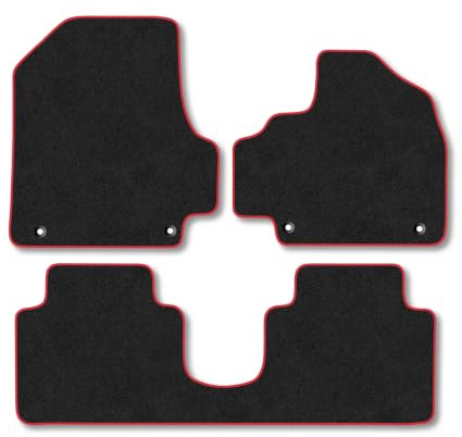 Fits Hyundai IONIQ 5 (2021+) Carpet Car Mats | Red Edge Trim Tailored Fit Floor Mats Full Coverage Protection Accessories Easy Clean Anti Slip Made in the UK