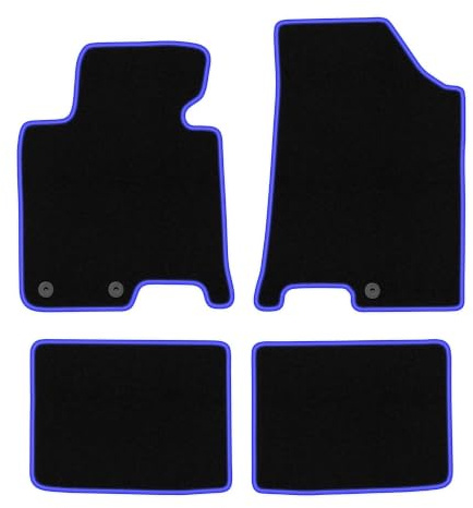 Velours-Fußmatten passend für Hyundai i40 2011-, Schwarz-Blau, CARLUX | passend für Kombi/Limousine; Velours-Teppich (Polypropylen), ca. 6,5 mm; rutschfest, runde Befestigungen (Typ AV)