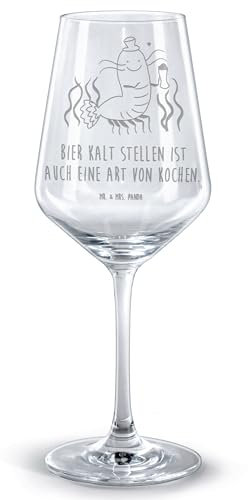 Mr. & Mrs. Panda Weinglas Hummer Weizen - Geschenk, Meer, Kochen, Garnelen, Weinglas mit Gravur, Meerestiere, Hochwertige Weinaccessoires,
