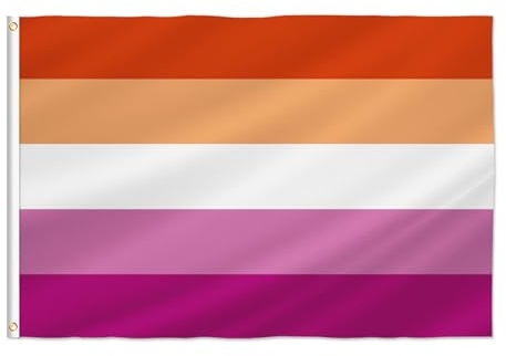 PTEROSAUR Lesbische Pride-Flagge, 60 x 90 cm, LGBT Lesbischer Sonnenuntergang, Regenbogen, kleine Handflaggen, für Innen- und Außenbereich, Dekoration, Banner mit Messingösen