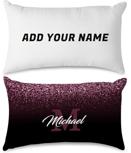 Guerity Personalisierbares Kissen mit Namen (30 x 50 cm), individueller Kissenbezug mit Namen, personalisierter Kissenbezug für Zuhause, Bett, Sofa, für Männer, Frauen, Freunde, Paare (Name B)