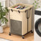 YKDIRECT 150L große Wäschekörbe, Oxford-Stoff, Wäschekörbe, Metallrahmen und abnehmbare Tasche Design mit Rollen, geeignet für Schlafzimmer, Badezimmer, Schlafsaal, Waschküche (Creme)